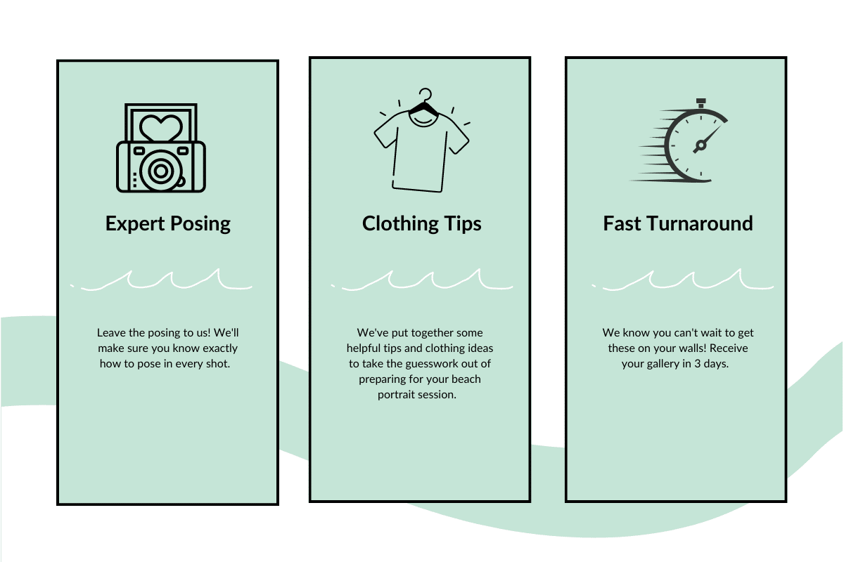 beach photography tips and session information chart