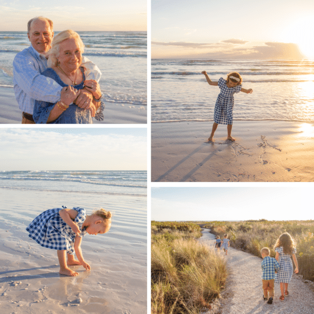 siesta key family photographer collage go grandparents with their grand kids